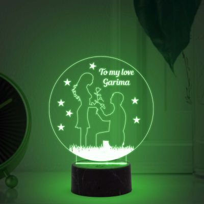 Customized Name Lamp for Couple with Automatic Color Changing Light Gift for Anniversary Birthday Valentine Day Acrylic Desk Table lamp Wooden Base